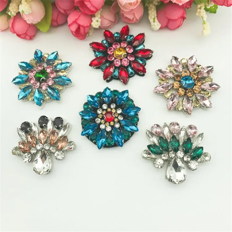 1PCS Rhinestones applique beads flower patches for clothing sewing beading applique clothes shoes bags decoration parches