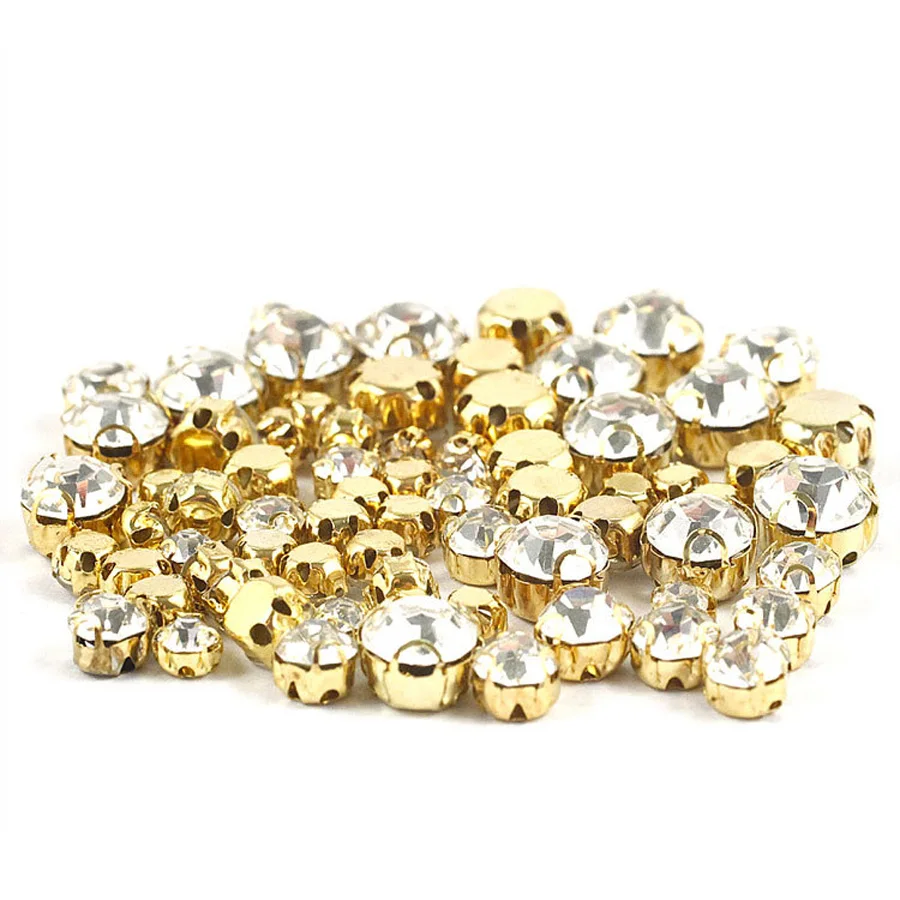 4mm-8mm Shiny Sparkle Crystal Strass Sew on Rhinestone Stones for Clothes Dress Handbag 3d Sewing Rhinestones Decoration DIY