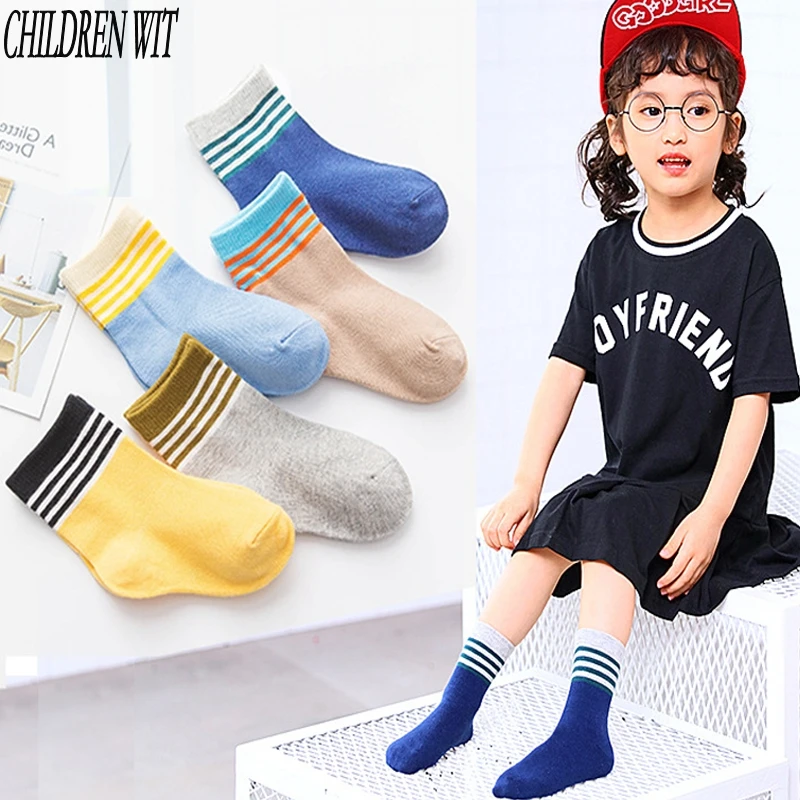 

CHILDREN WIT 5 pairs / LOT children socks new autumn & winter cotton High quality striped socks baby boys girls socks