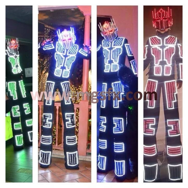 Free shipping stilts halloween LED Robot suit  /Kryoman David Guetta led robot csotume