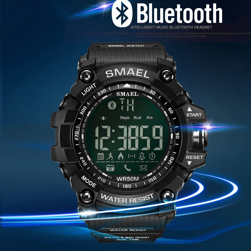 SMAEL 1617B Watch Unisex Bluetooth Smartwatch with Heart Rate Monitor Touchscreen Fitness Tracker Waterproof Activity Watch for