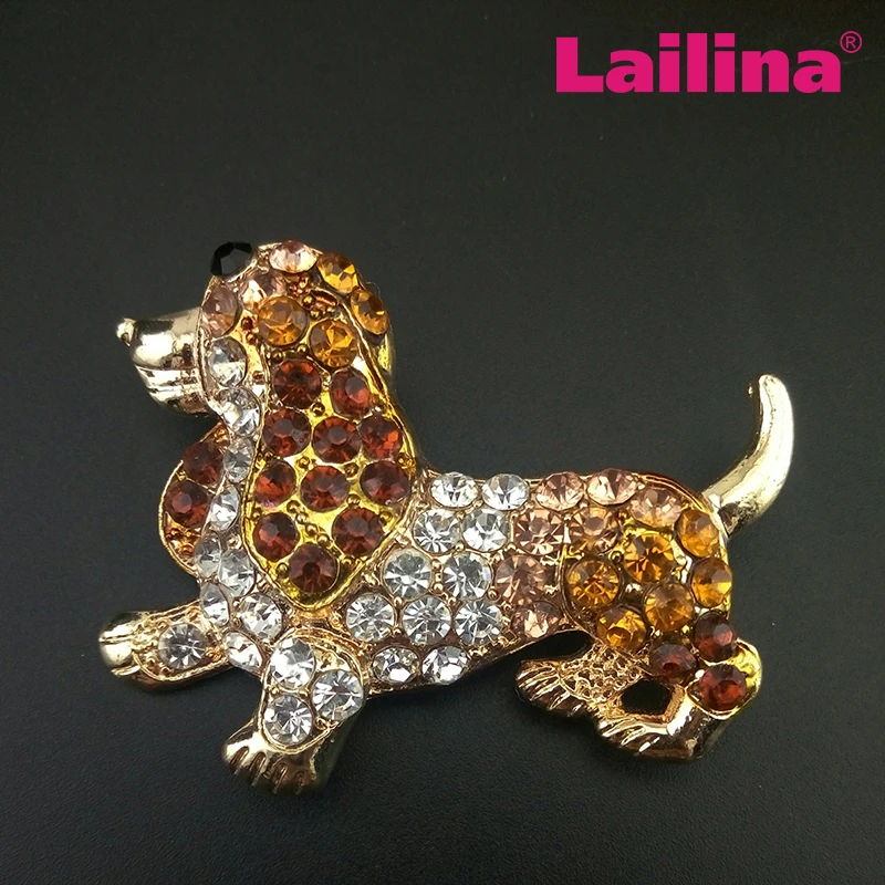 

Wholesale Gold Tone Cute Spaniel Dog Brooches Rhinestone Animal Pet Broach Jewerly