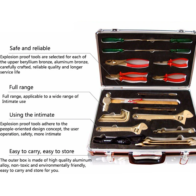 

25pcs Non Sparking Combination Tool Set for Gas Station, Explosion Proof, Aluminium Bronze Hand Tool Box