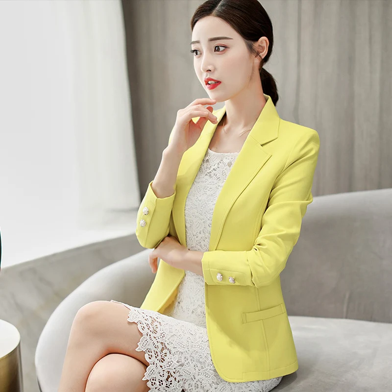 OL Slim Women Blazers And Jackets Suit Spring Autumn Fashion Korean Single Button Blazer Feminino Black Office Lady Blazer Tops