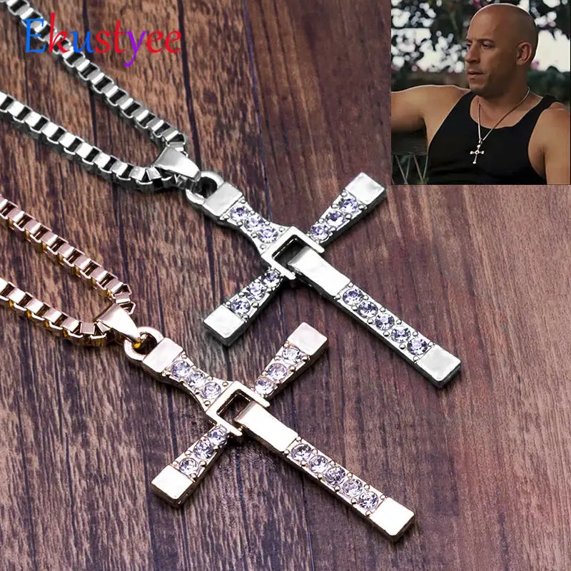 Movie jewelry The Fast and The Furious Toretto Men Classic CROSS Pendant Necklace New Male Necklaces & Pendants Fashion