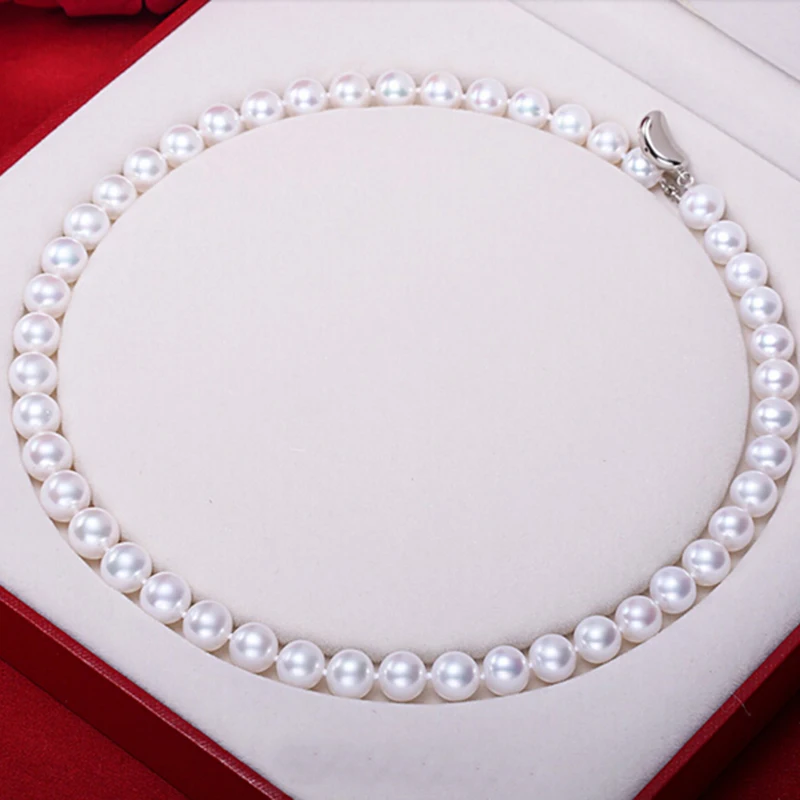 

Sinya 18inch 45cm Nobel Jewelry High Luster AAA Grade Freshwater Round Pearls Strand Necklace With Pure Silver Clasp Women Girls