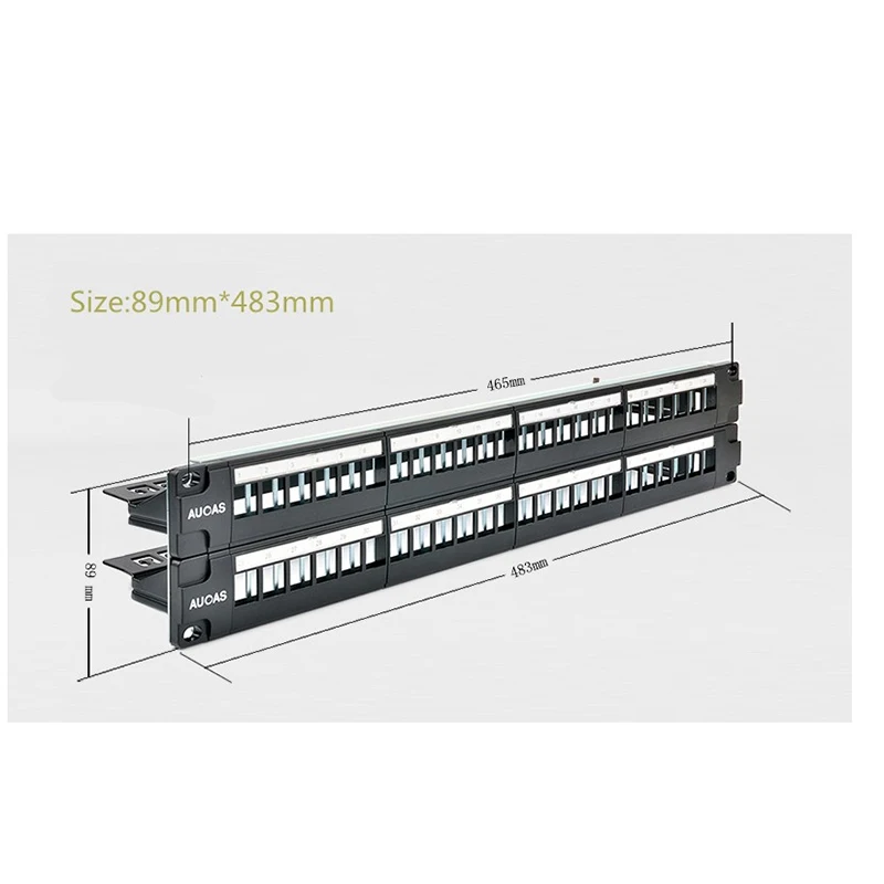 AUCAS-Conector Modular com Jack Keystone Desblindado, Patch Panel, Em Branco, 48 Portas, RJ45, Gerenciamento de Cabos
