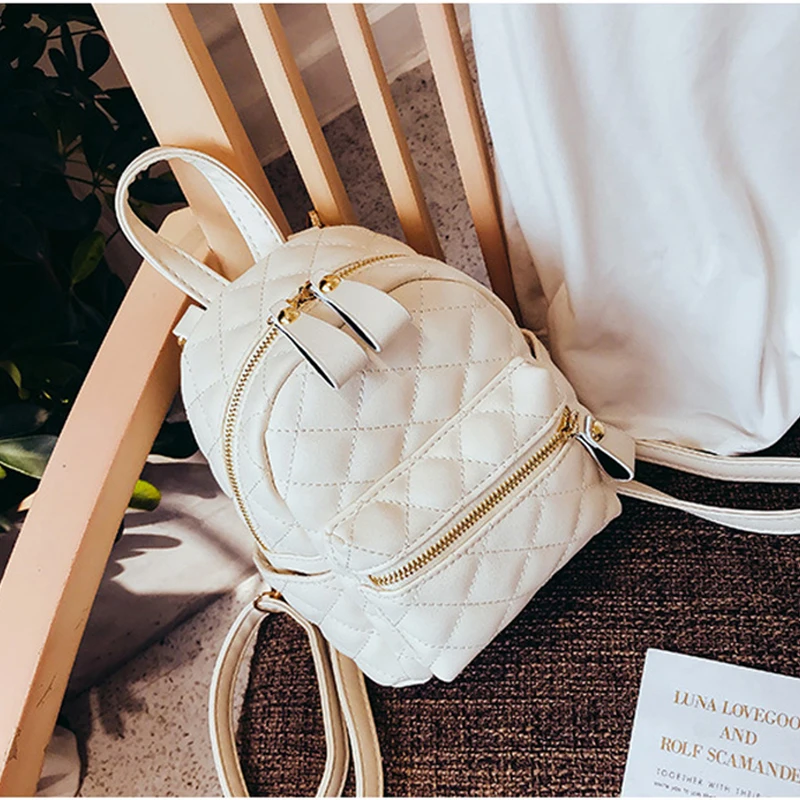 Mini Backpack Female 2021 Women PU Leather Cute Backpack Female White Back Pack Bag for Teen Girls Mochilas Feminine sac a dos