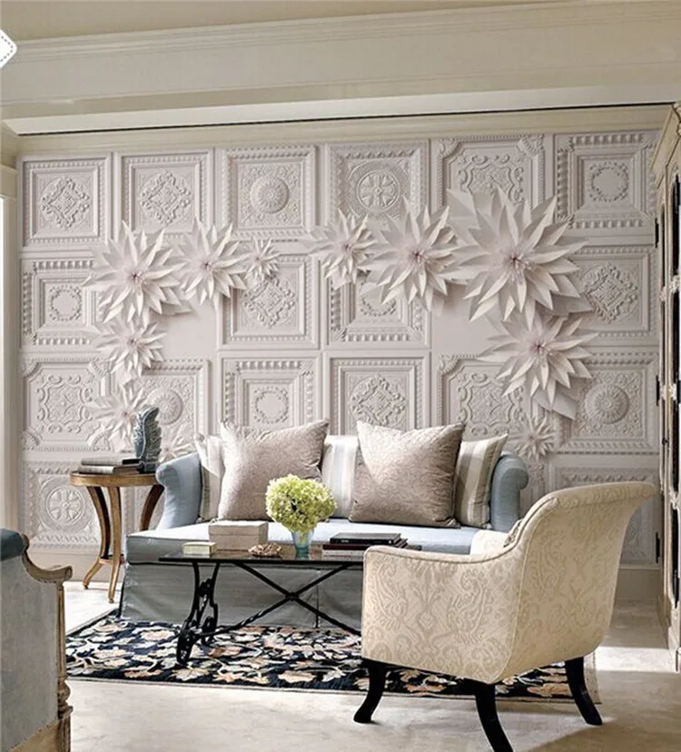 3d exquisite European relief wall flower TV background wall 5d mural living room bedroom warm custom wall cloth