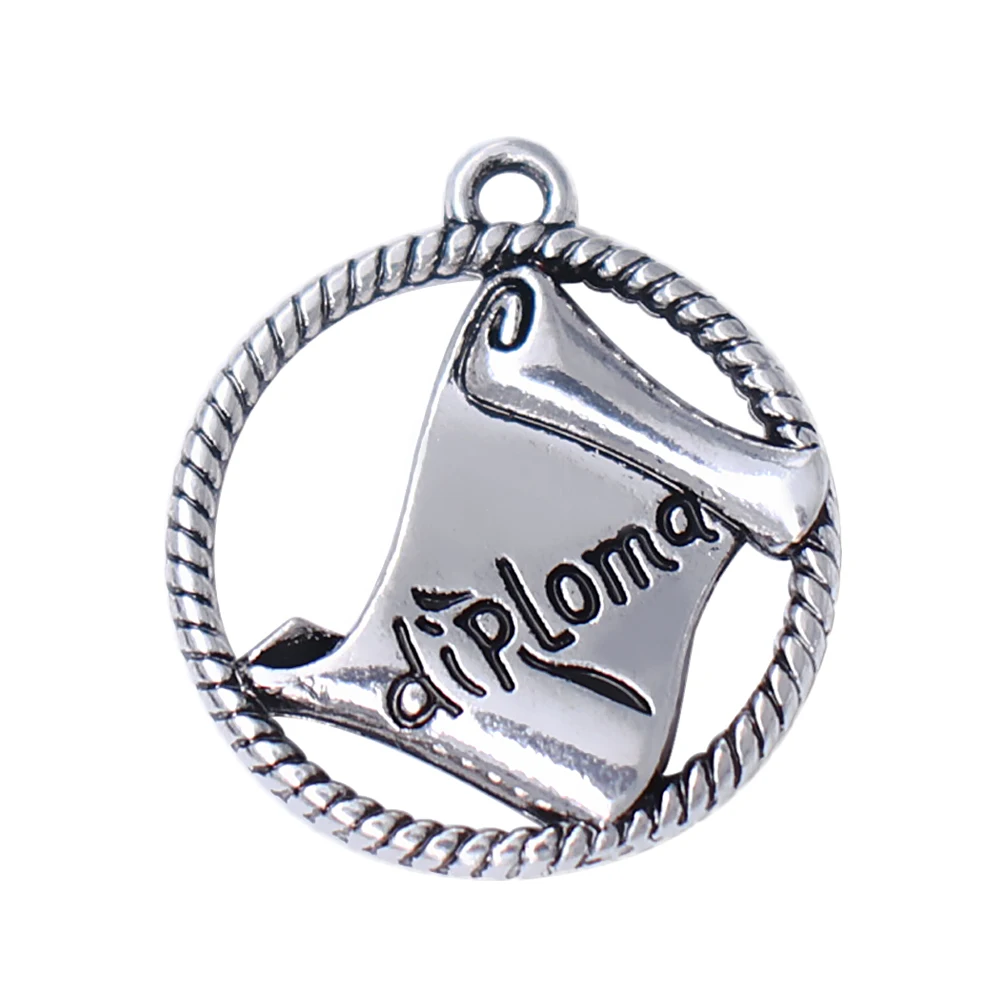 Double Nose Eco friendly alloy diploma charm graduate jewelry making accessory diy craft