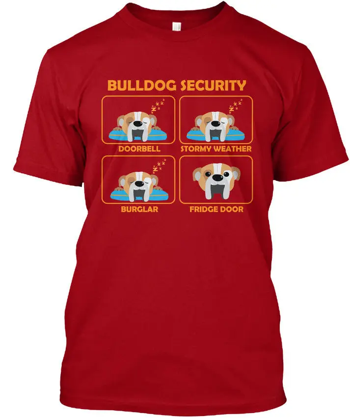 English Bulldog Security Doorbell Stormy Weather Hot Sale 2019 New Fashion Brand Crew Neck Men T Shirts