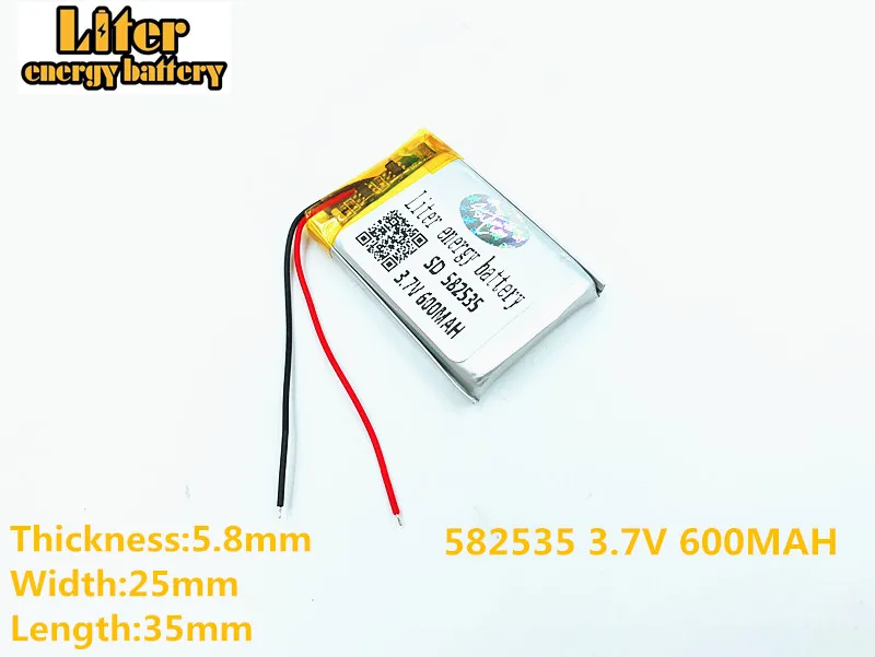 MODEL 582535 SP5 3.7V 600mAh Rechargeable Battery For  tachograph papago F300 F200 F210 QStar A5 DVR 602535 parkcity 710