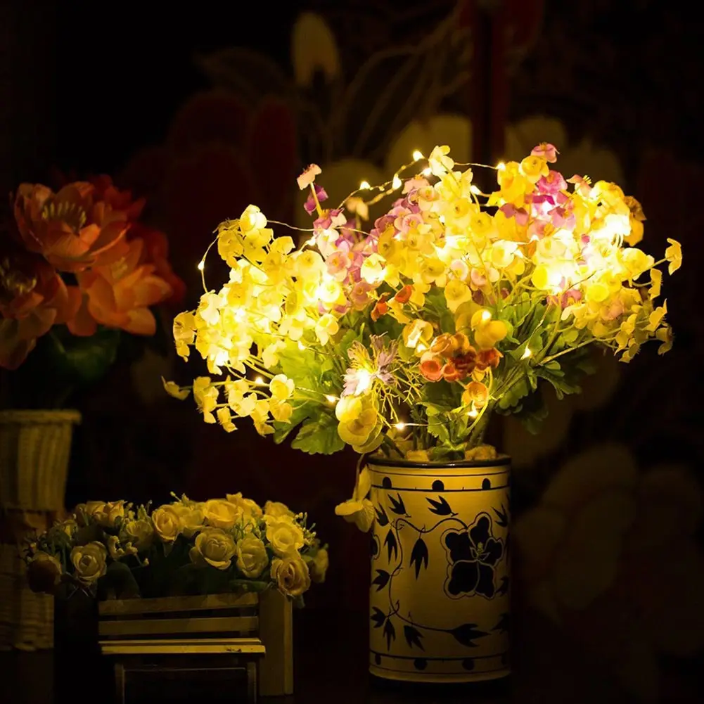 1Pc 2m 20 LED Copper Wire Button Led String Light Holiday Wedding Party Christmas Decoration Fairy Starry LED Strip String Light