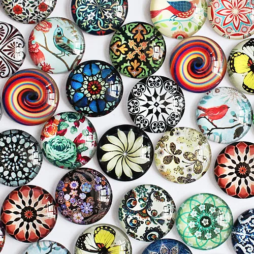 

20mm Mixed Style Round Glass Cabochon Dome Jewelry Finding Cameo Pendant Settings 20pcs/lot (K05045)