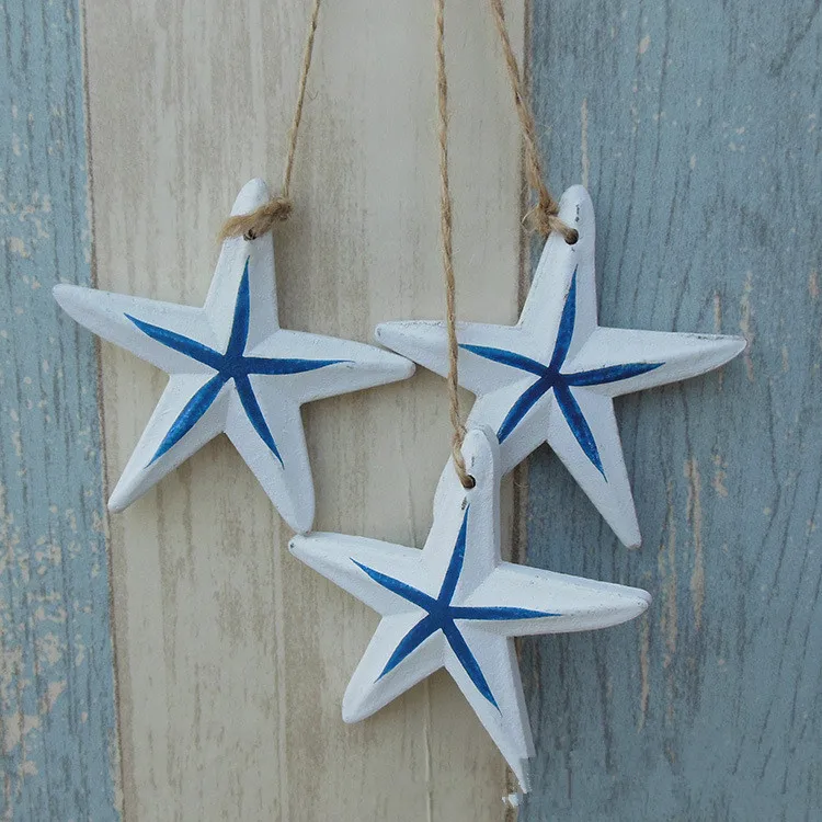 3pcs/lot Mediterranean Starfish Fish Nautical Decor Hang Adorn Crafts Wood Fish/decorated marine pendant Home Decoration MP 013