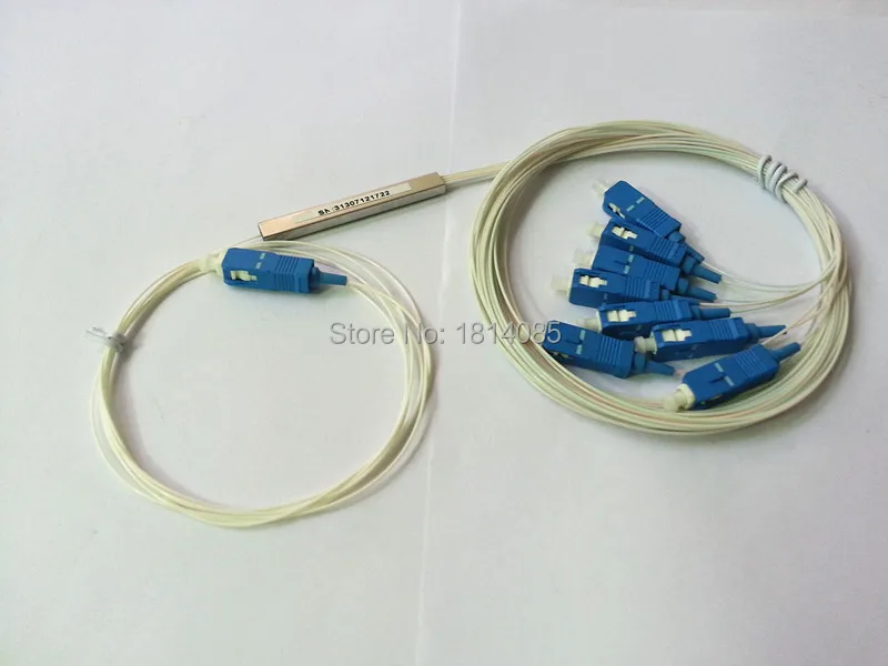 

Hot Sale 5pieces/lot 0.9mm Steel Tube 1x8 Mini SC/UPC Fiber Optic PLC Splitter