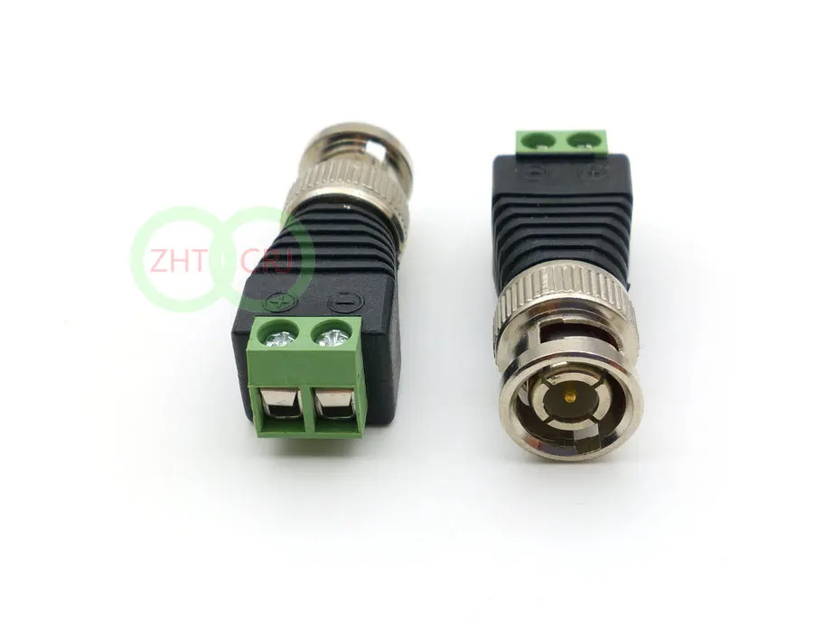 Imagem -03 - Bnc Macho Conector de Vídeo Cctv Coaxial Coaxial Balun para Câmera Adaptador de tv Novo 100 Pcs