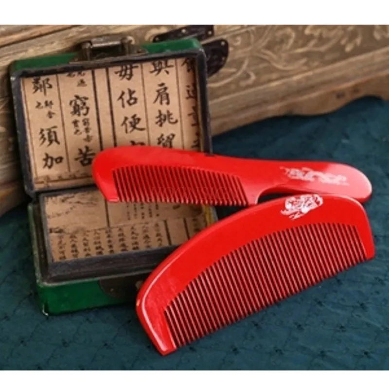 2 Pack Wedding Supplies Bride Dressing Wood Comb Red Pure Mahogany Hairbrush Anti Static On Combs Tweezers Hairdressing Sale