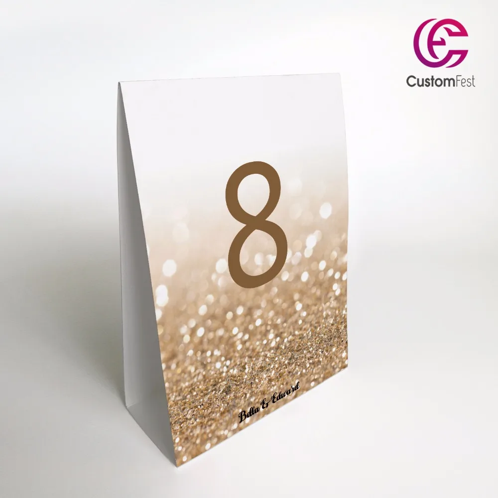 10pcs/lot Personalized Glitter design stand free table number TN048