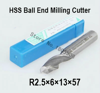 Free shipping 5PCS R2.5 high speed steel ball end milling cutter, straight shank white steel cutter, R alloy milling cutter