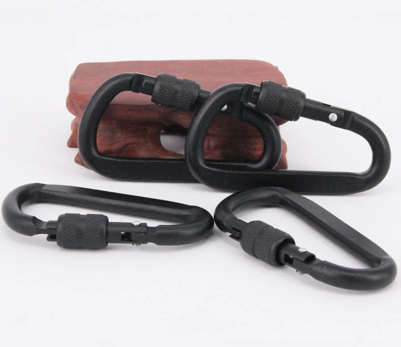 7 cm Karabiner aus Aluminiumlegierung, schwarzer D-Ring, Schlüsselanhänger-Clip, Camping-Schlüsselanhänger, Karabinerhaken, Outdoor-Reiseset GYH – Detail 7