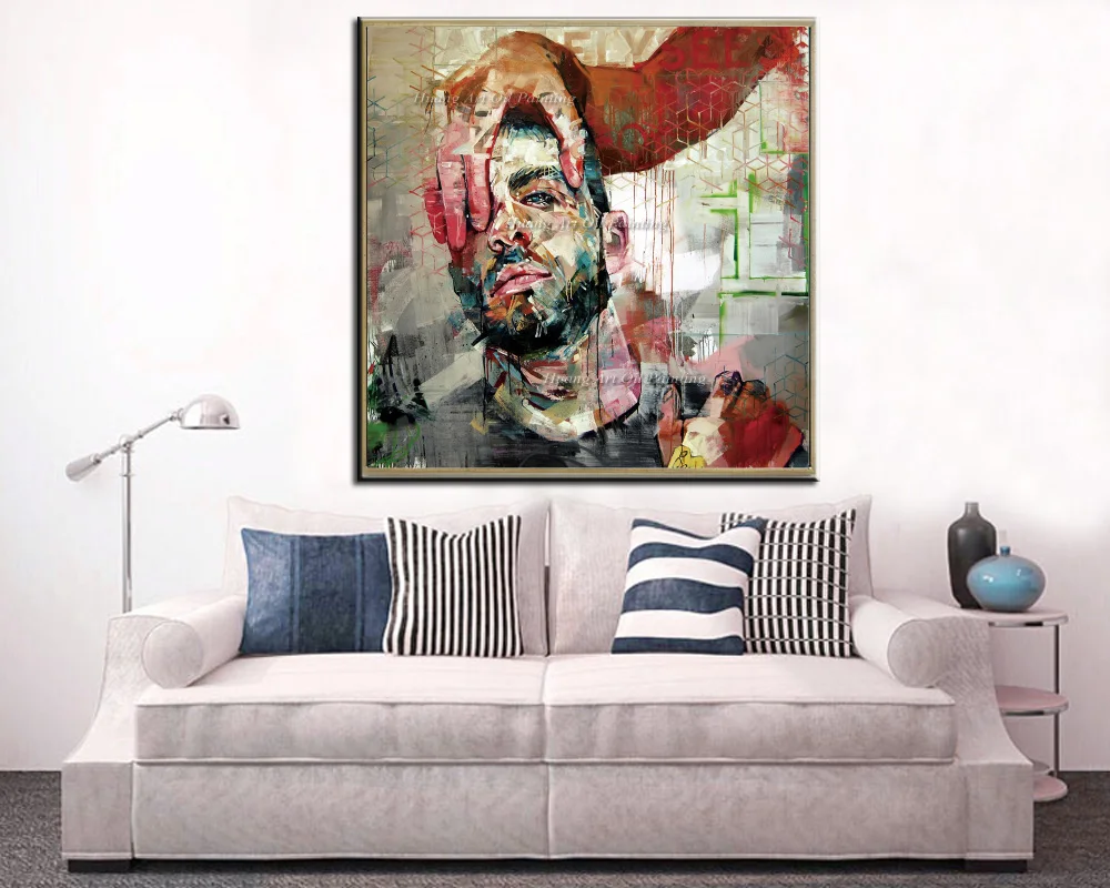 Skilled Painter Hand Painted Modern Abstract Figure Oil Painting Knife Hand Painting On Canvas Head Man Face Picture Wall Decor