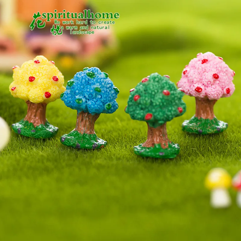 1 Pcs 4 Style Resin Small Apple Tree Moss Micro Landscaping DIY Ornaments Toy Assembly For Home Decoration