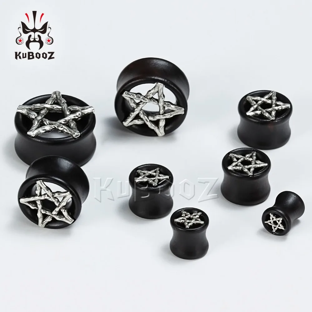 kUBOOZ 2PCS Wood Ear Stretchers Piercing Plugs Tunnels Body Jewelry Gauges Studs Earring Expanders Fashion Gift For Women Men