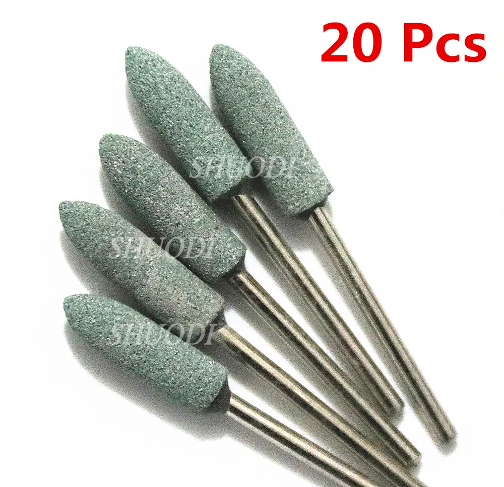 

20 Pcs Dental Denture Polishing Bur Burs Green Sand Stone Materials Dentist Polishing Bur Burs 2.35mm Handle