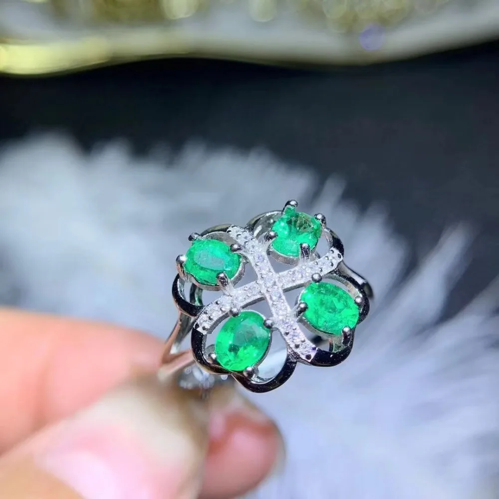 Natural emerald ring Free shipping 925 sterling silver  Fine jewelry Gem For man or Wowen