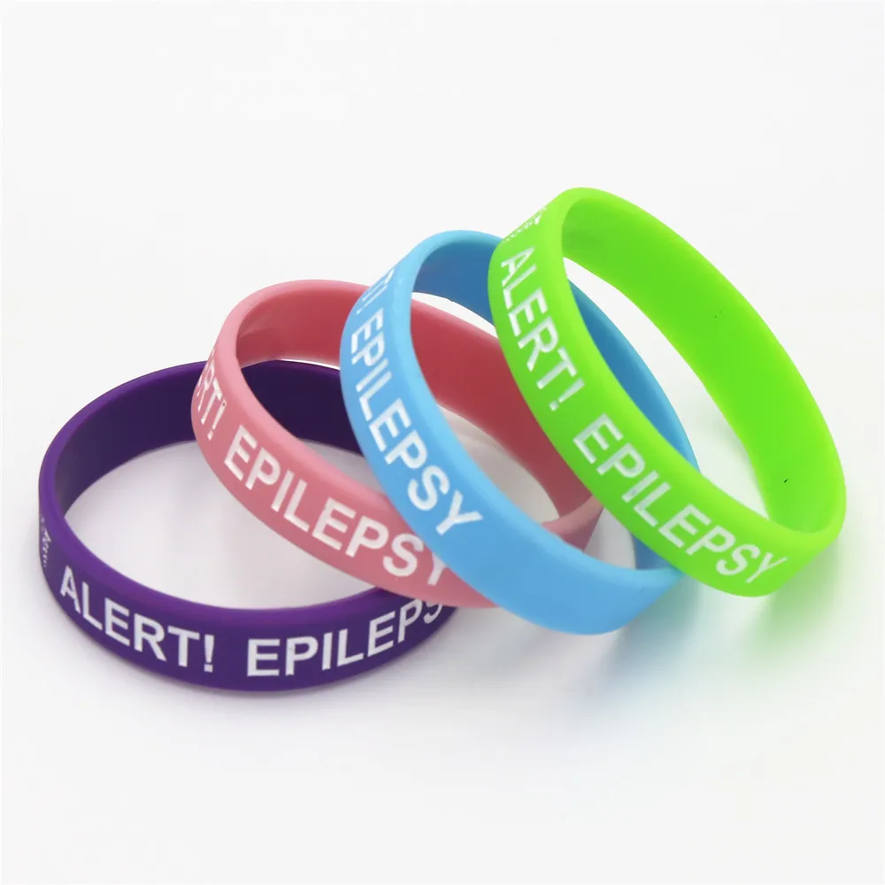 1PC Medical Alert Bracelet Epilepsy Silicone Wristband in Kids Size Armband Silicone Bracelets&Bangles for Kids Gifts SH135K