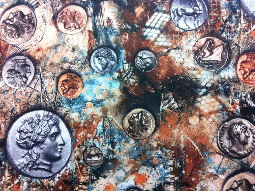 

french neoprene fabric print Money linen fabric print down coat fabric for sewing Money pattern Cash print coin in flowers