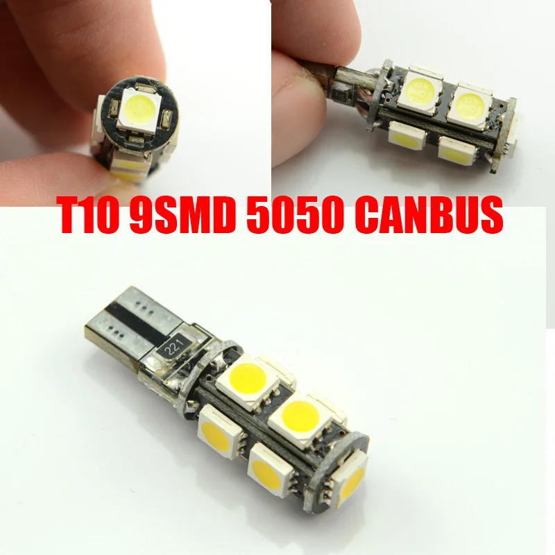 AutoEC 300X W5W T10 9 LED SMD 5050 Canbus 194 162 192 193 Car Wedge Clearance Parking Side Turn signal led 12V  #LB45-2