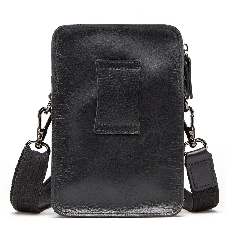 CONTACT'S genuine leather waist bag for men cell phone bags pouch with card holders male shoulder bag travel waist pack hip bag