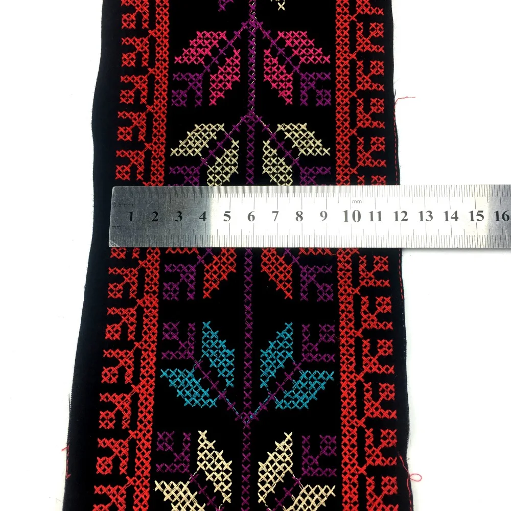 Miao haft krzyżykowy haft tkaniny koronki 11 cm do szycia wykończenia wstążka taśmy taśmy boho tribal etniczne gypsy płócienna torba native deco DIY