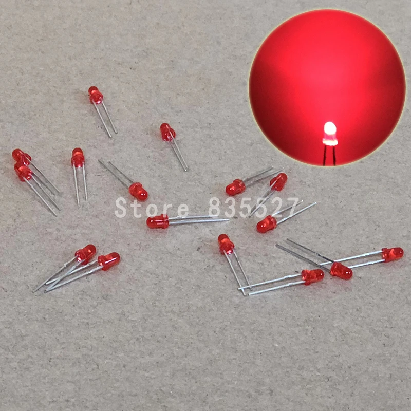 1000pcs/lot 3mm red in the color DIP Round LED light emitting diode short legs For DIY lights LEDS Light Beads New original F3