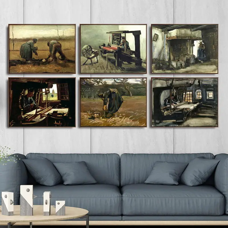 

Home Decoration Art Wall Pictures Fro Living Room Poster Print Canvas Paintings Netherlandish Vincent van Gogh Weavers