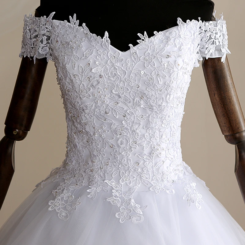 Vestido De novia De encaje con cuentas, elegante, largo, con cola, bola, 2021