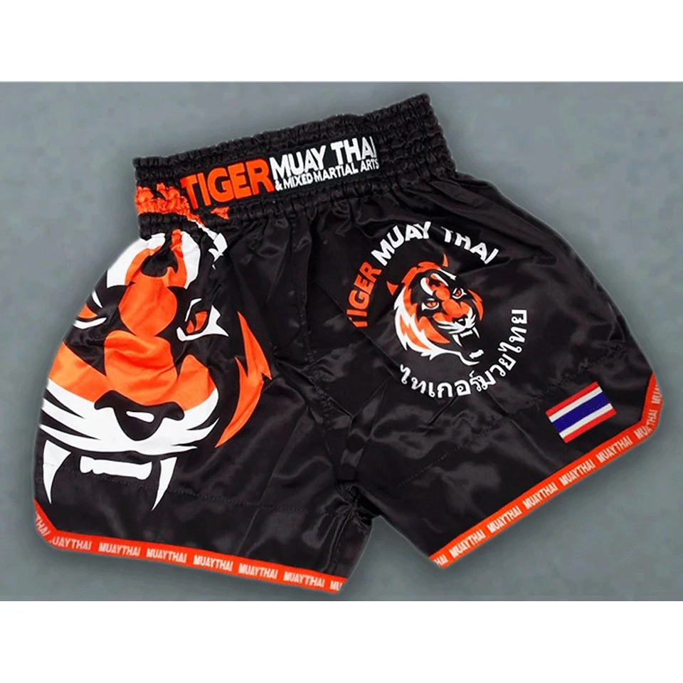 SUOTF MMA Tiger Muay Thai guantoni da boxe incontro di boxe Sanda formazione traspirante pantaloncini muay thai abbigliamento pantaloncini da boxe