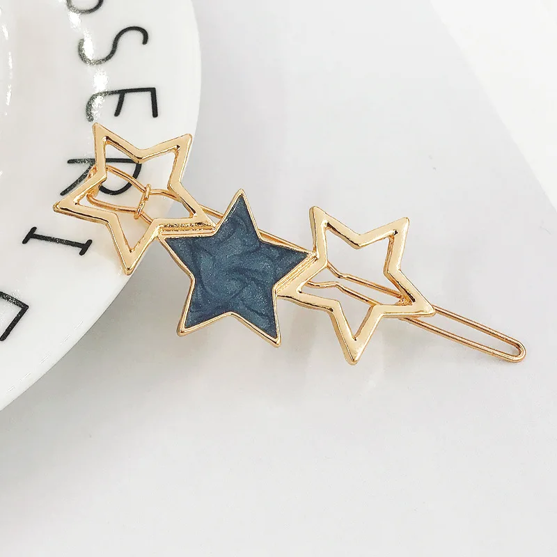 New side clip temperament metal frog clip hollow geometric hair accessories bangs clip For Women Girls Hairclip Headwear