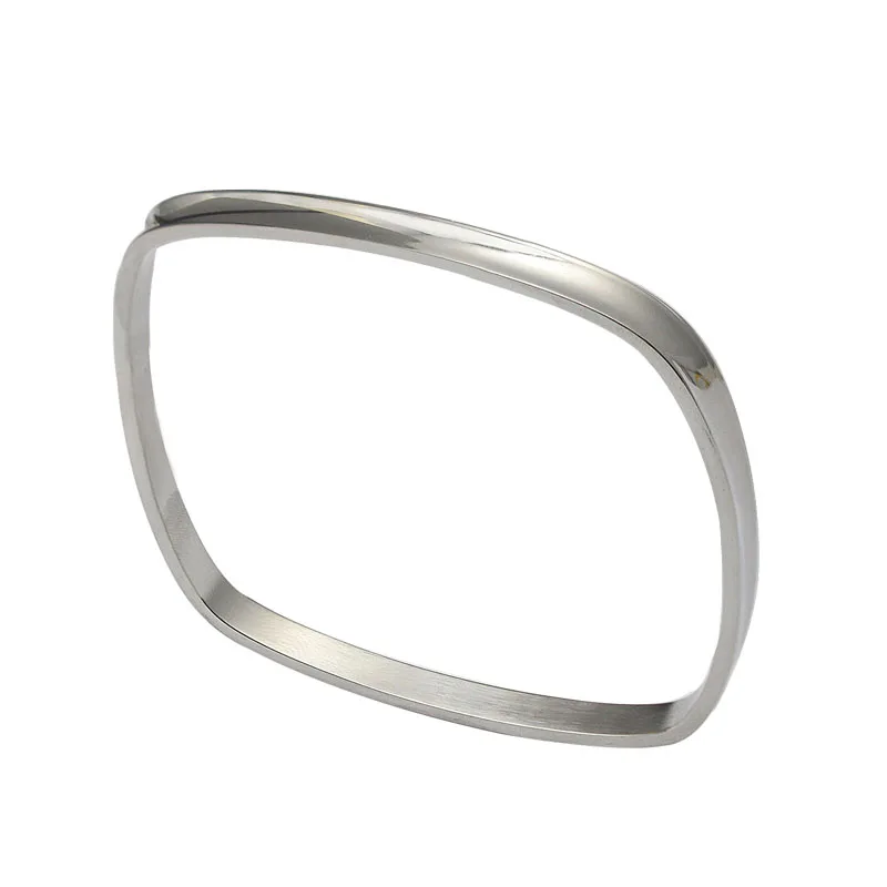 Simple Casual Fashion Jewelry Stainless Steel Square 3 Color Rose Golden /Gold Bangles Bracelet Women Wholesale Retail