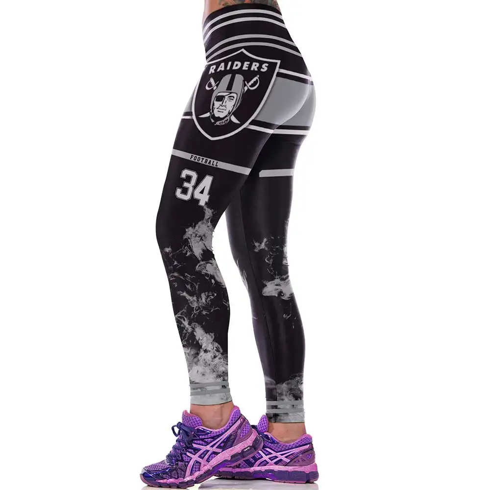 The Raiders-mallas deportivas con estampado 3D para mujer, leggings ajustados para entrenamiento, correr, Yoga, gimnasio, Fitness