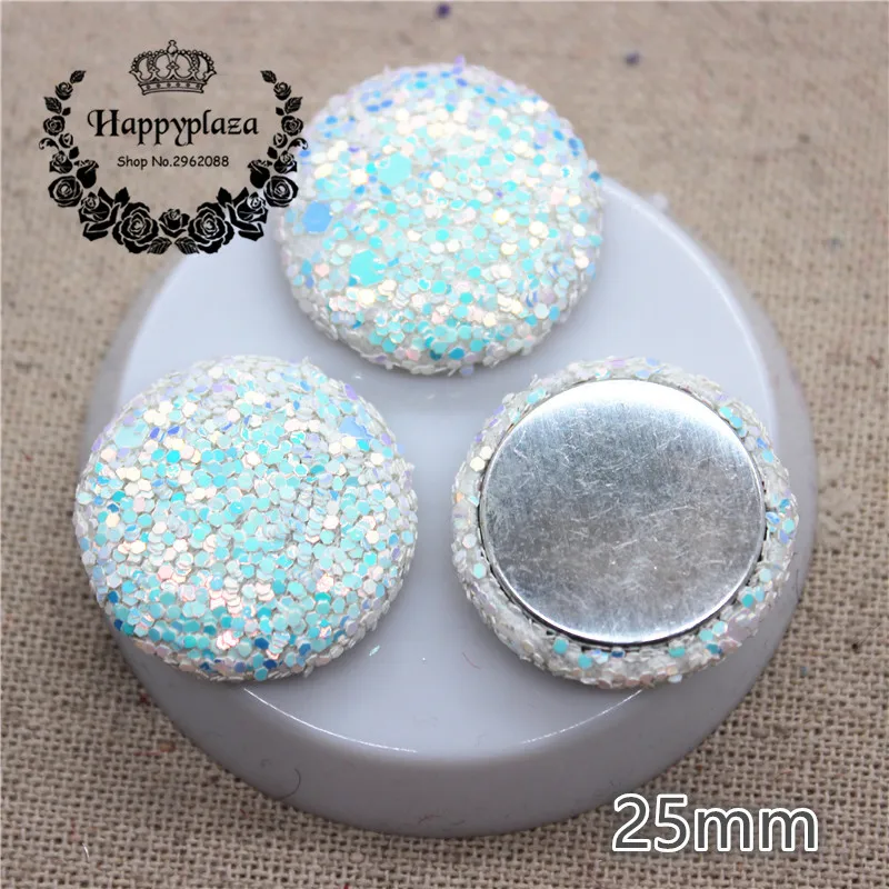 10pcs 25mm Glitter Sequins Fabric Covered Round Buttons Home Garden Flatback Cabochon Crafts Scrapbooking DIY