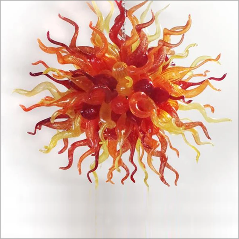 

Mixed Colorful Blown Glass Chandelier Cute Rustic Style Beautiful Amber Glass Pendant Light