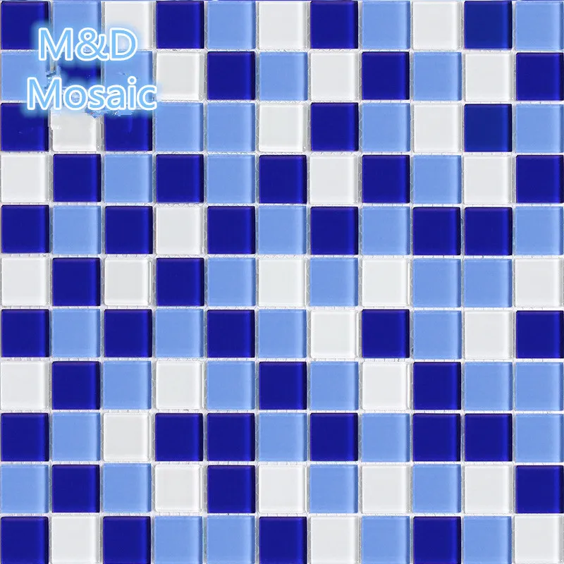 Gradual Changing Blue White Crystal Mosaic tile for Swimming Pool bathroom kitchen backsplash Decoration Wall Stair tile