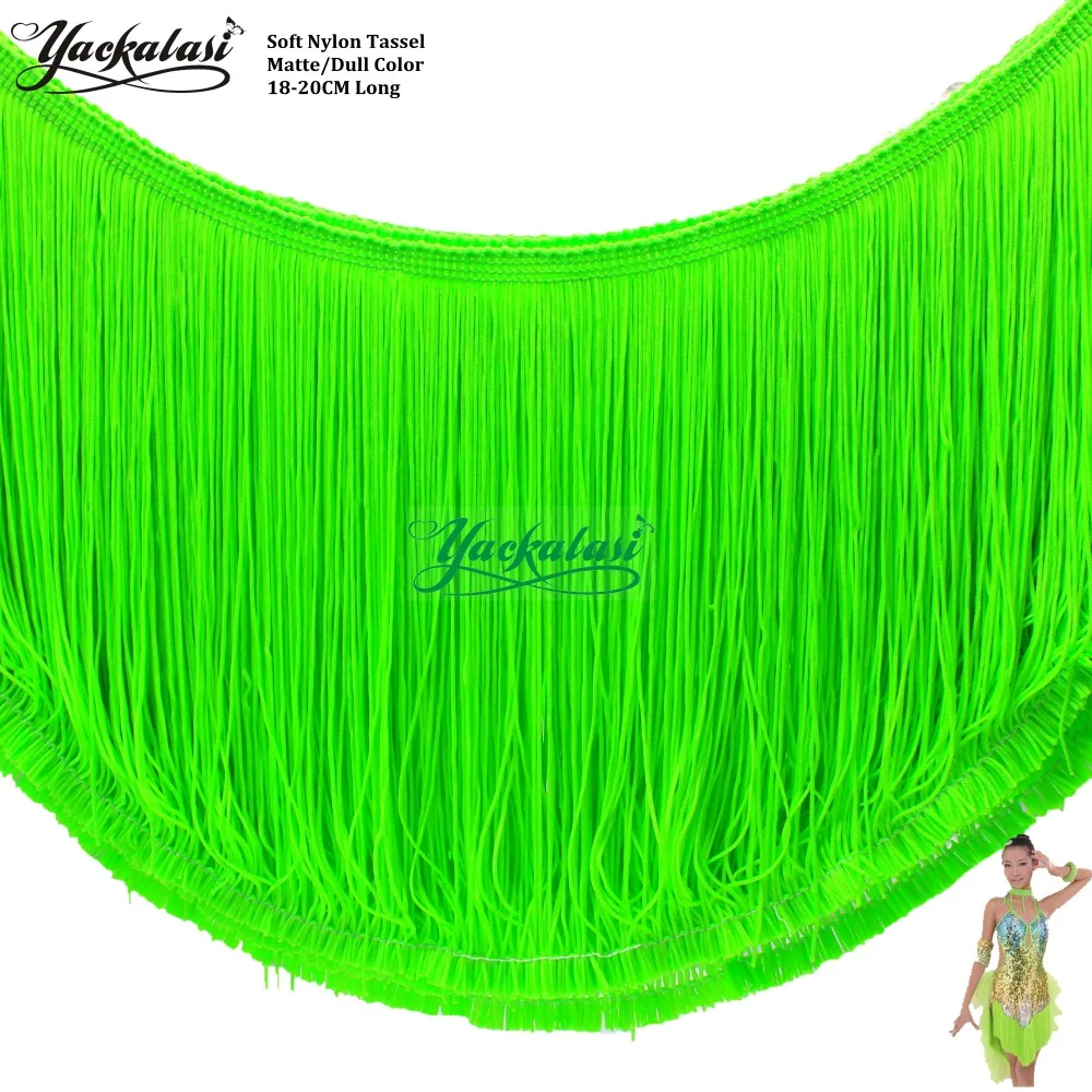 5 Yds Samba Fringe Tassel Soft Nylon For Latin Dress Fringes Lace Trims Dance Macrame Trimming Dull Color Double Band 20cm-30cm