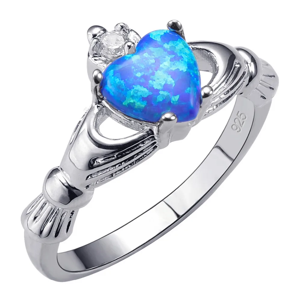 Hot Sale Exquisite Blue Fire Opal 925 Sterling Silver High Quantity Ring Beautiful Jewelry Size 5 6 7 8 9 10 11 12 F1536