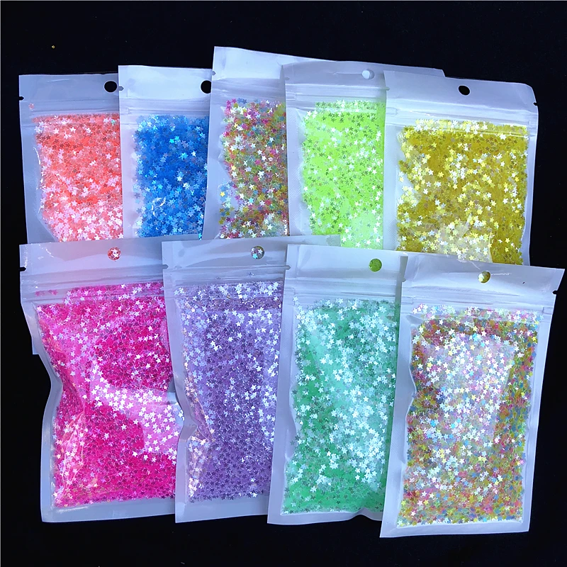 10g 3mm 4mm Star Nail Sequin PET Crystal Sequins Paillettes Craft for Nails Art Manicure,Wedding Decro confetti,DIY Accessories