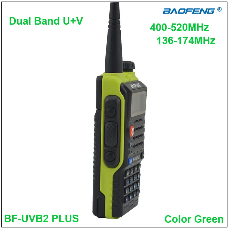 BaoFeng-walkie-talkie BF-UVB2 Plus Original, de doble banda radio bidireccional, Color verde, con auricular, BF, UVB2