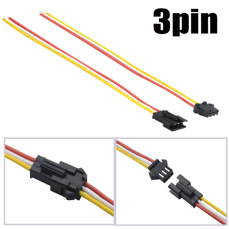 Conector de cabo macho e fêmea, Terminais LED Strip, 3528, 5050, RGB, RGBW, WS2801, WS2812, 2Pin, 3Pin, 4Pin, 5Pin, 6Pin, 15 centímetros